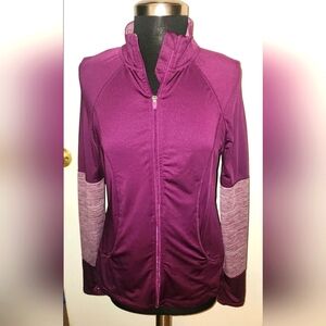Danskin Now Semi Fitted Purple Full Zip Jogger Jacket Athletic Sweatshirt Medium